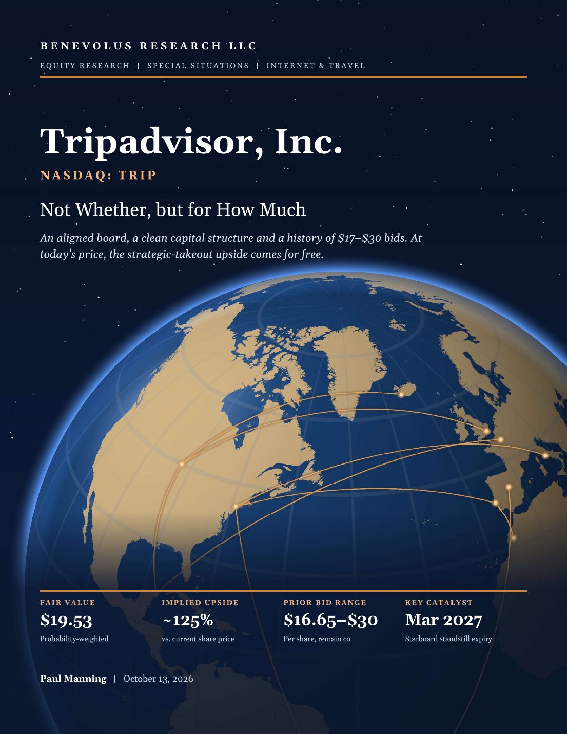 Cover of the Benevolus Research report on Tripadvisor, Inc. (NASDAQ: TRIP)